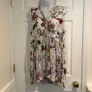 ANTHROPOLOGIE Floral Sleeveless Flowy high/low Mini Dress Size Large